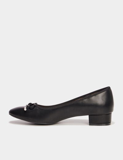 Ballerines à talons détails noeuds noir femme