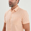 Chemise manches courtes lin mélangé rose clair homme