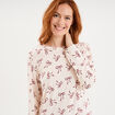 Ensemble pyjama t-shirt pantalon velours ecru femme