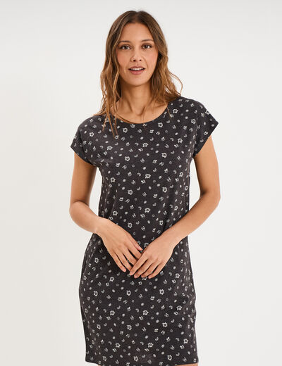 Chemise de nuit manches courtes gris anthracite femme