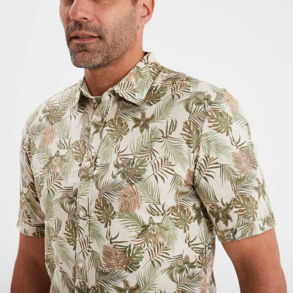 Chemise manches courtes en coton creme homme