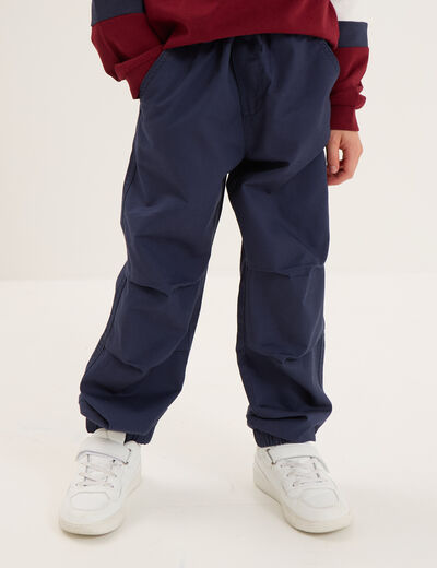 Pantalon battle taille élastiquée coton bleu marine garçon