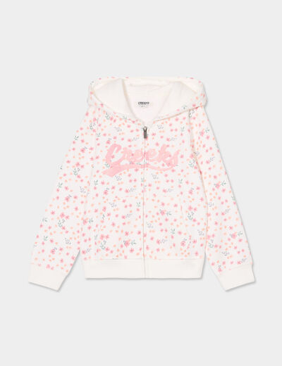 Sweat zippé à capuche Creeks beige fille