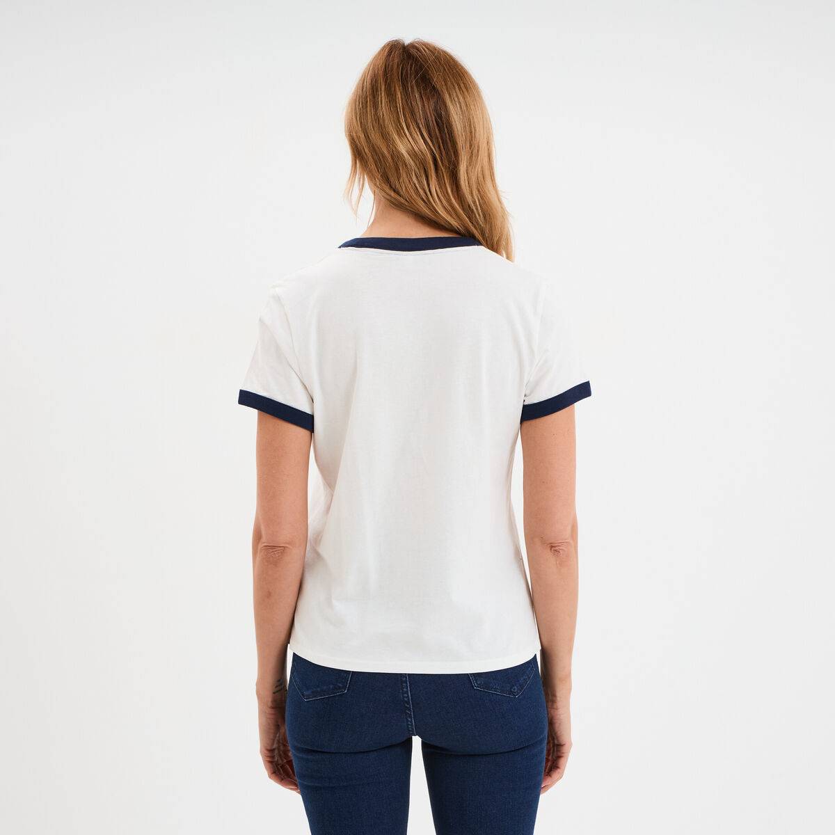 T-shirt col rond manches courtes coton blanc femme