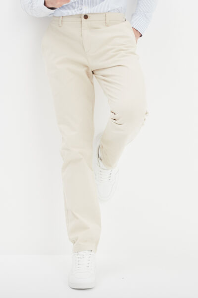 Pantalon chino droit stretch beige homme