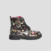 Bottines vernies crantées motif fleurs noir fille