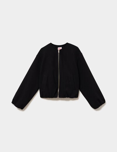 Veste courte bomb&eacute;e oversize noir femme