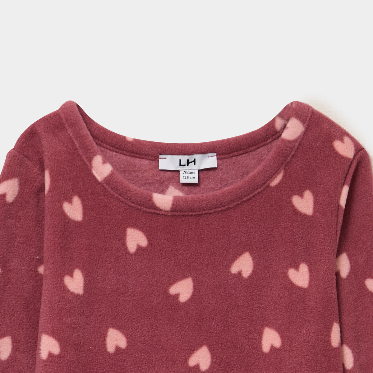 Ensemble pyjama 2 pi&egrave;ces micro polaire rose framboise fille