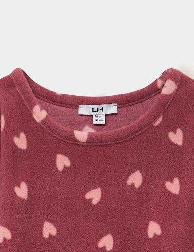 Ensemble pyjama 2 pi&egrave;ces micro polaire rose framboise fille