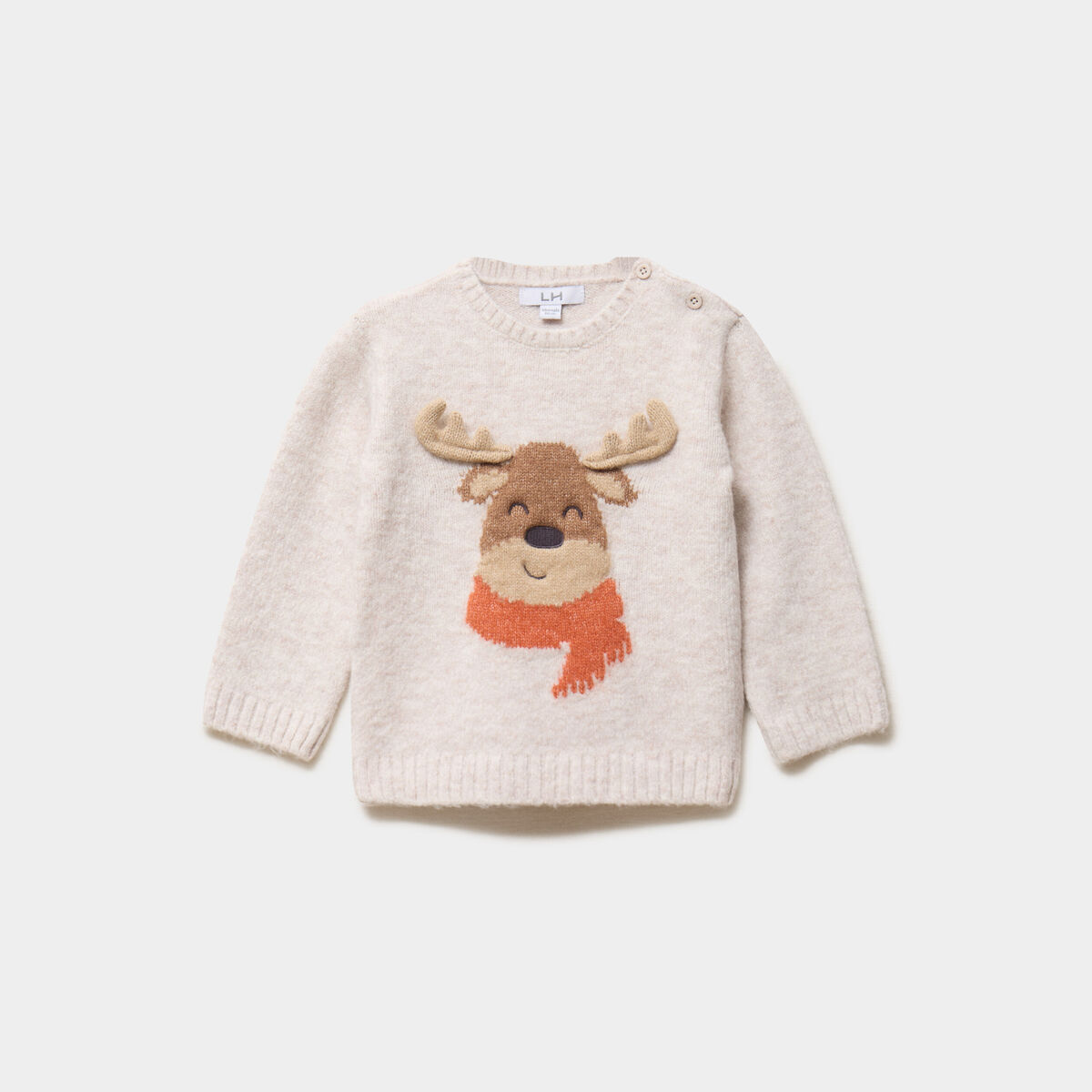 Pull &eacute;paule boutonn&eacute;e manches longues beige b&eacute;b&eacute; gar&ccedil;on