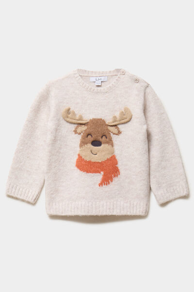 Pull &eacute;paule boutonn&eacute;e manches longues beige b&eacute;b&eacute; gar&ccedil;on