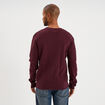 Pull en maille textur&eacute;e col rond prune homme