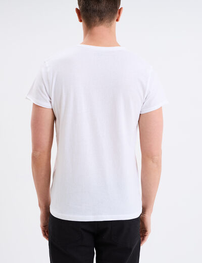 T-shirt col tunisien manches courtes blanc homme