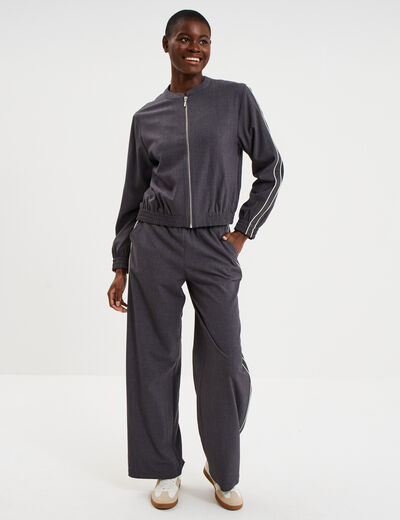Veste bomber manches longues gris clair femme