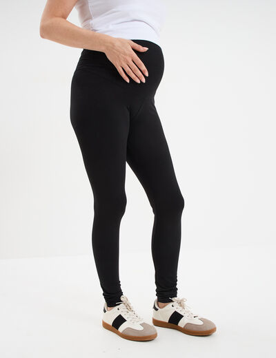 Legging grossesse en coton noir femme maternit&eacute;
