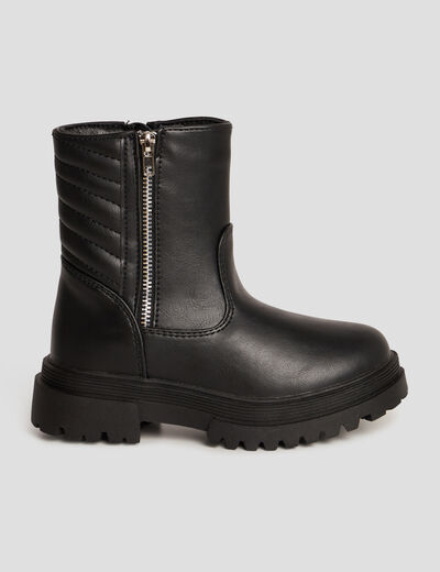 Bottines motardes détails zippés noir fille