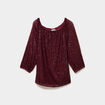 Blouse &agrave; sequins col bardot manches 3/4 rouge fonc&eacute; femme grande taille