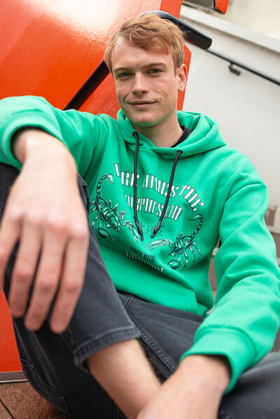 Sweat à capuche hoodie vert homme