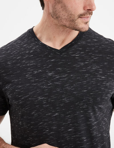 T-shirt droit col en V Liberto noir homme