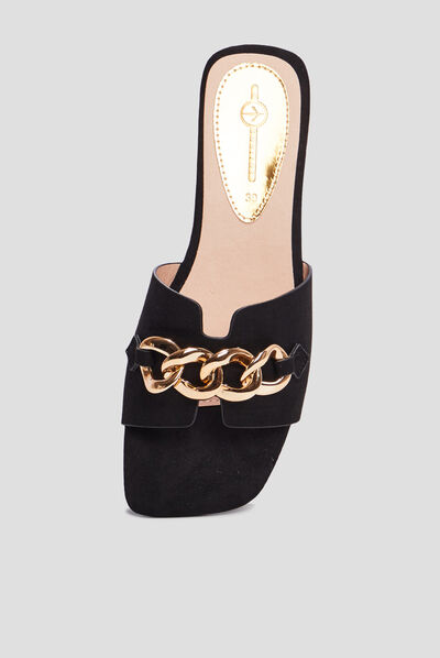 Mules avec chaînes Mosquitos noir femme