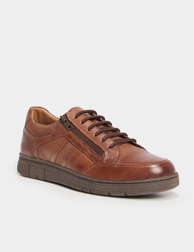 Derbies pied large en cuir marron homme