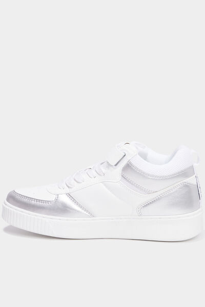 Baskets montantes Kickers Tylem gris argent femme