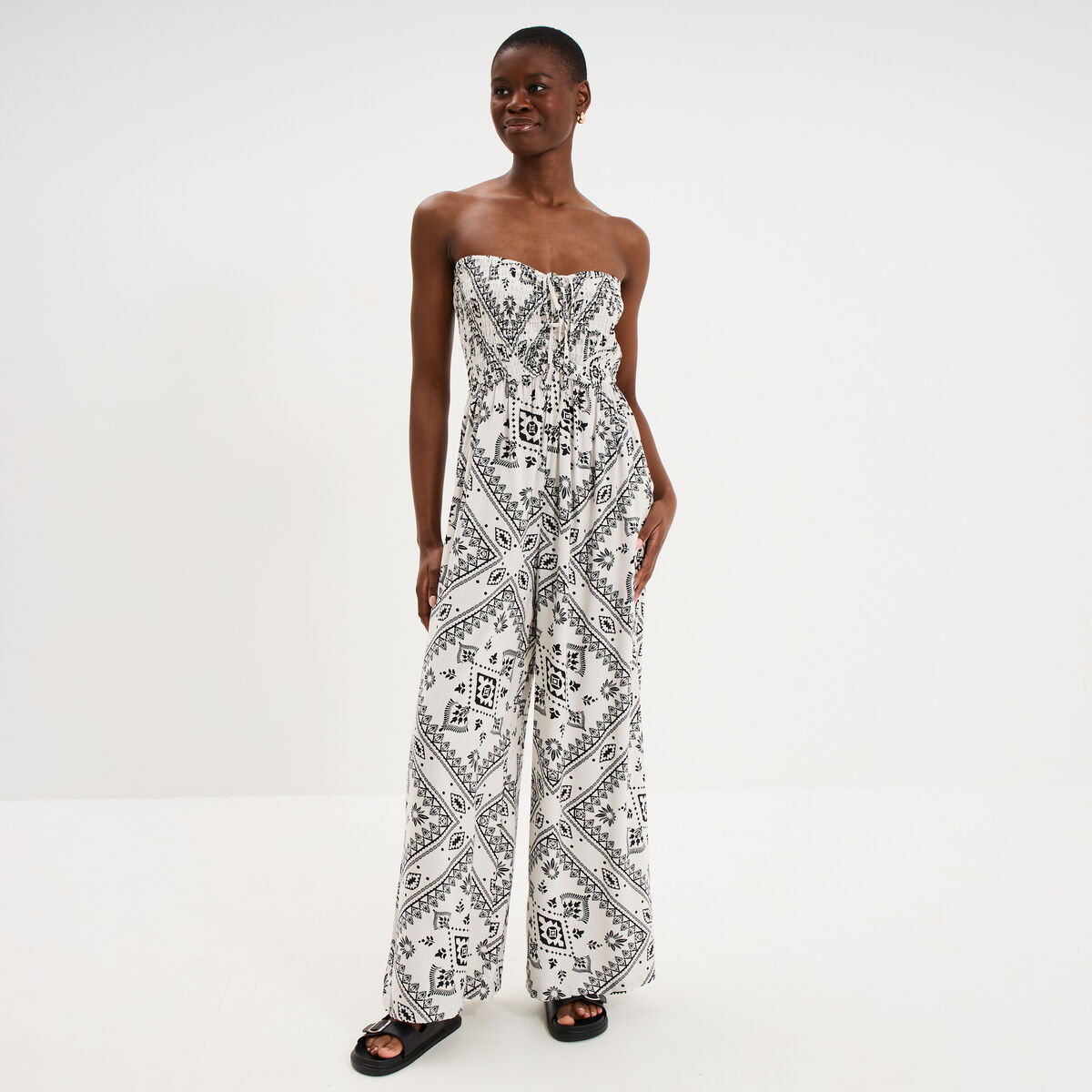 Combinaison pantalon bustier fluide blanc femme