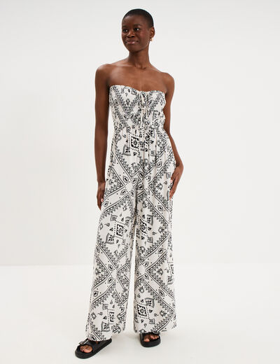 Combinaison pantalon bustier fluide blanc femme