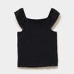 Blouse smock&eacute;e ajust&eacute;e avec volants noir fille