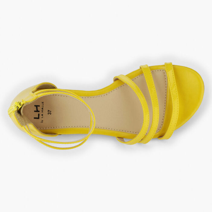 Sandales talon couvert zippé femme jaune