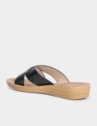 Chaussons mules brides croisées noir femme