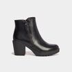 Bottines &agrave; talons et d&eacute;tails zipp&eacute;s noir femme