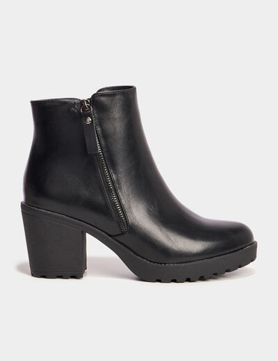 Bottines à talons et détails zippés noir femme