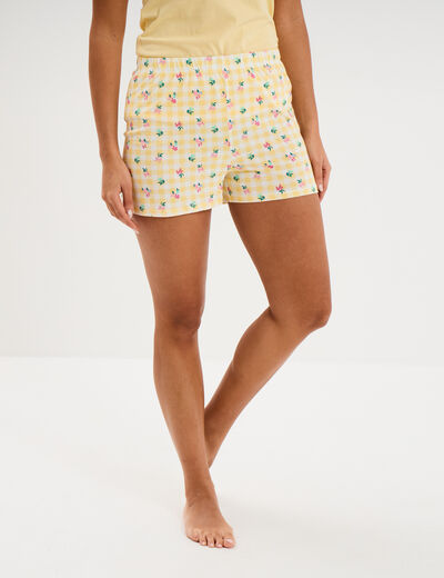 Bas de pyjama short coton jaune femme