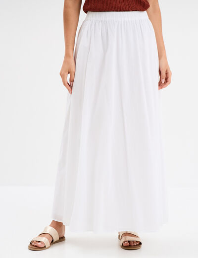 Jupe évasée midi coton blanc femme
