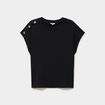 T-shirt manches courtes gaze de coton noir femme grande taille