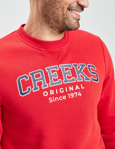 Sweat à col rond Creeks rouge homme
