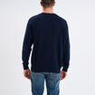 Pull col rond coton manches longues bleu marine homme