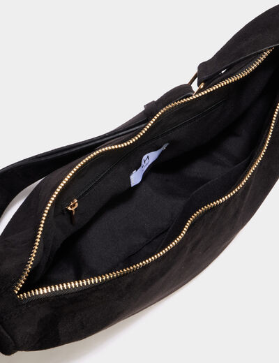 Sac banane effet su&eacute;dine noir femme