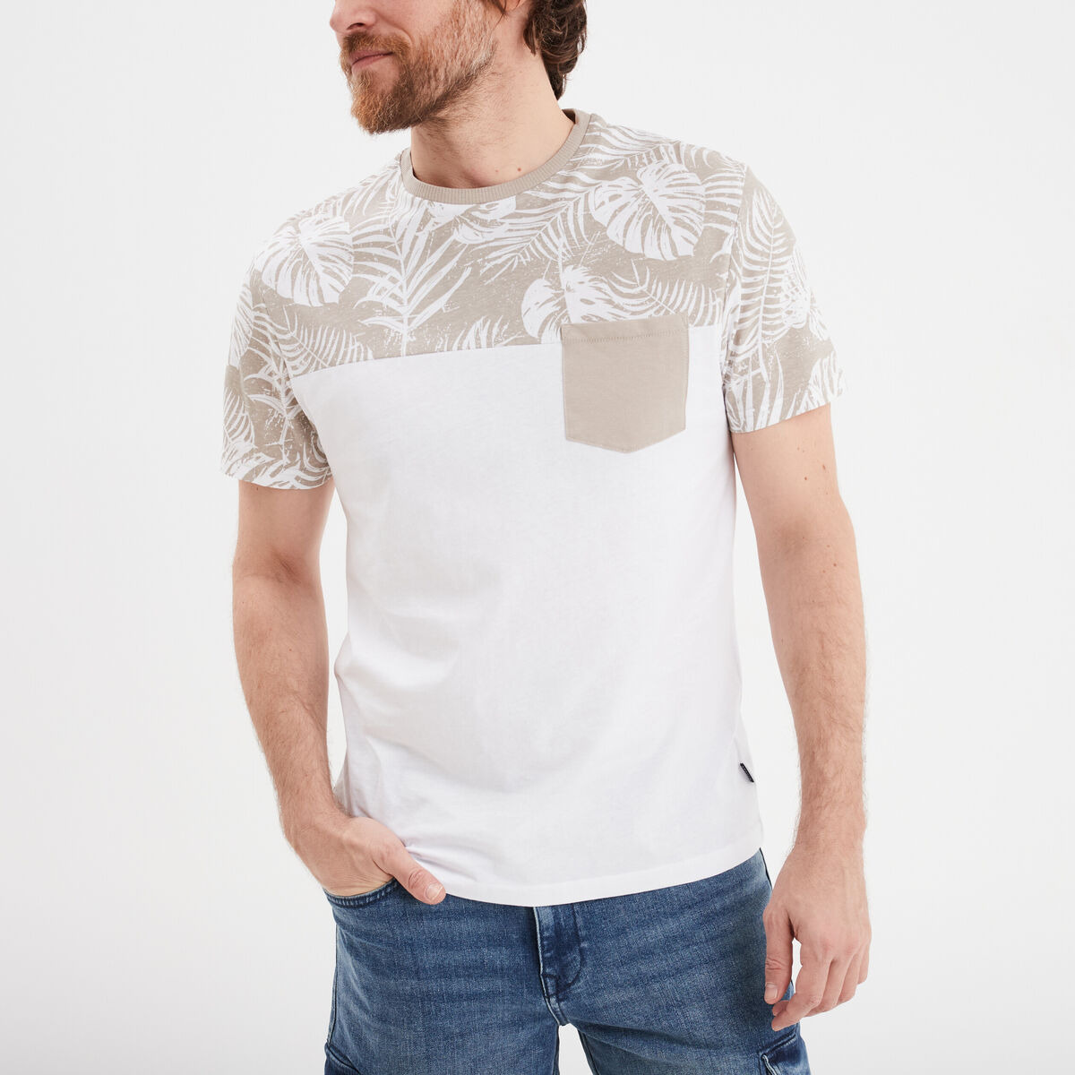 T-shirt à manches courtes 1 poche Creeks gris clair homme