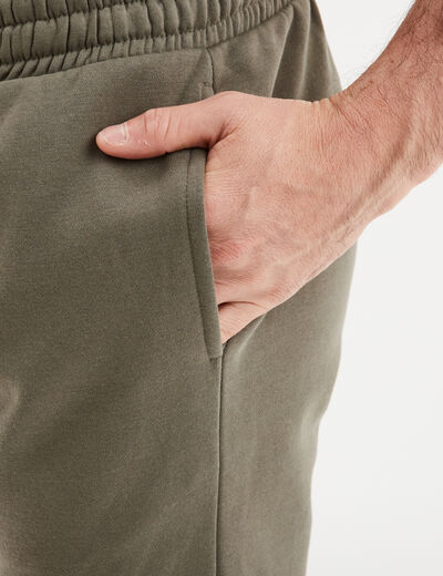 Pantalon jogging droit molleton vert kaki homme