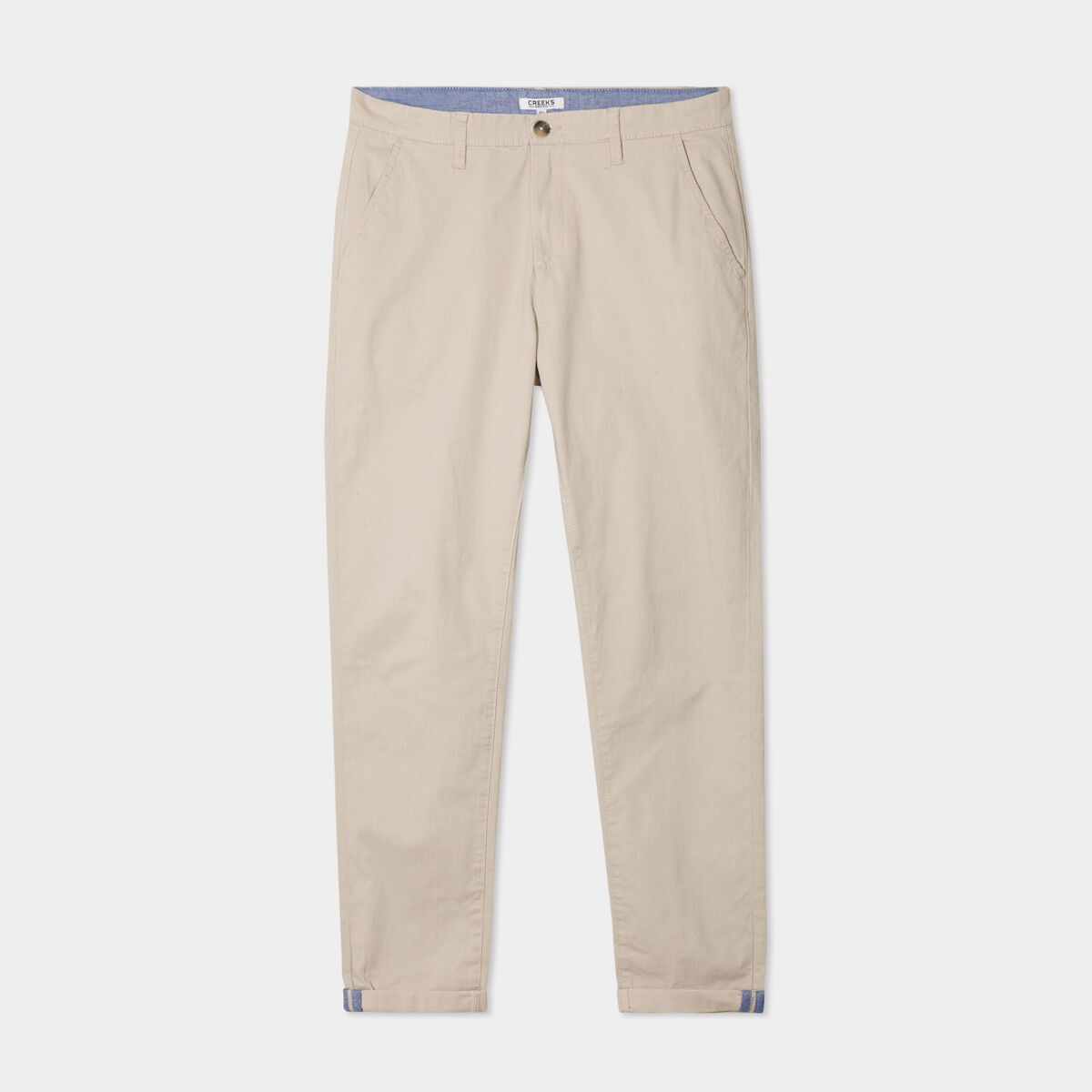 Pantalon chino slim stretch creme homme