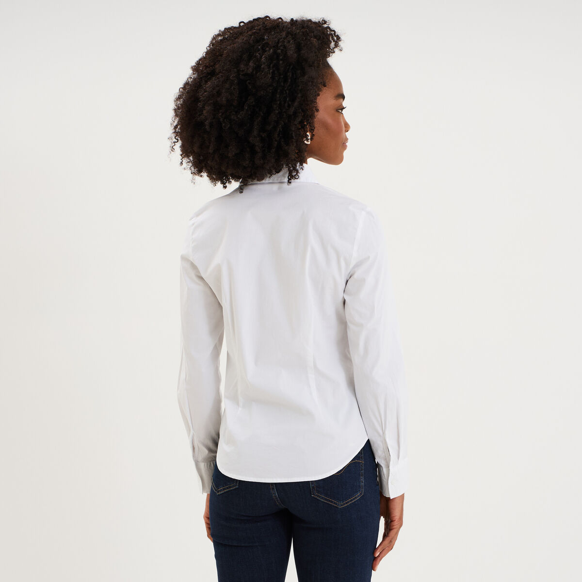 Chemise cintr&eacute;e manches longues blanc femme