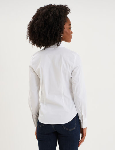 Chemise cintr&eacute;e manches longues blanc femme