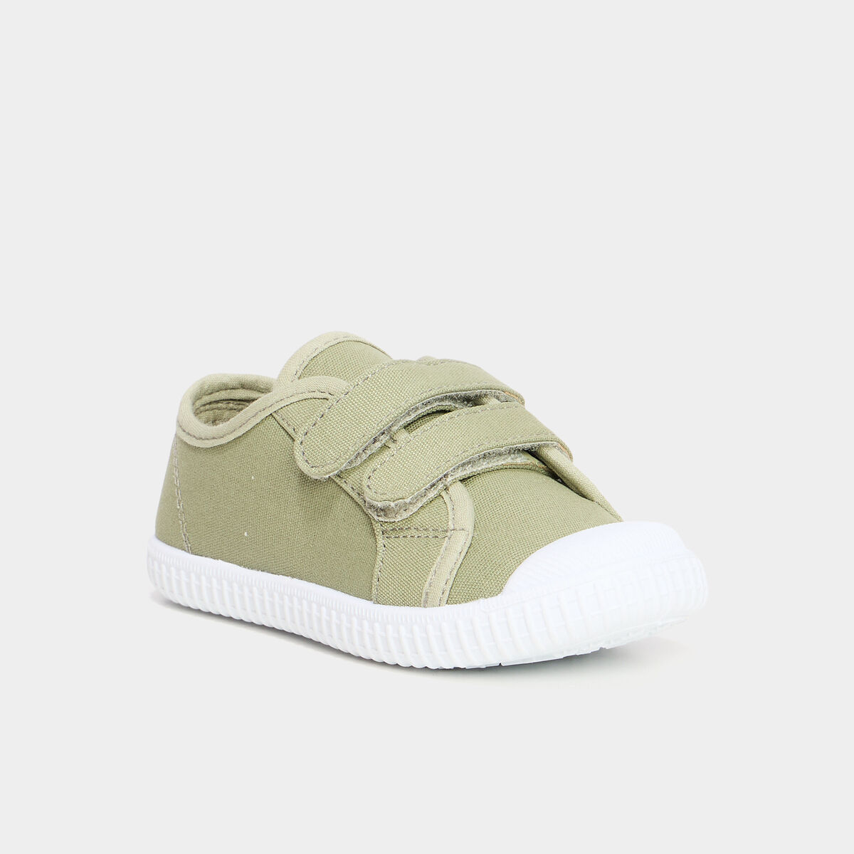 Baskets toile bout renforc&eacute; &agrave; scratchs vert gar&ccedil;on