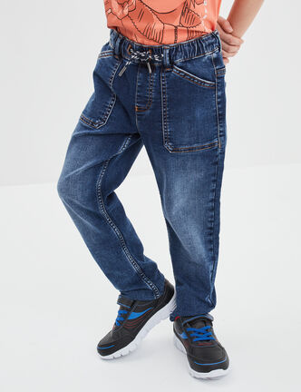 Jean stretch jogger taille élastiquée denim stone garçon