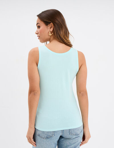 Débardeur bretelles larges coton bleu turquoise femme
