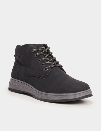 Baskets montantes &agrave; lacets noir homme