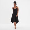Robe longue à bretelles avec coques noir femme