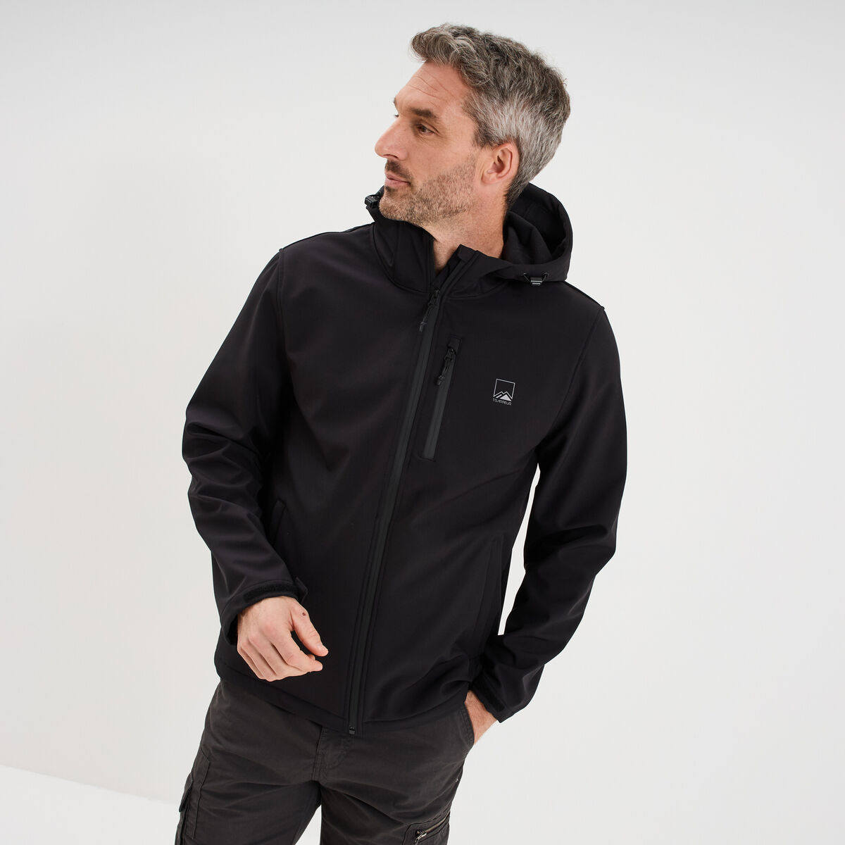 Blouson d&eacute;perlant fourr&eacute; &agrave; capuche noir homme